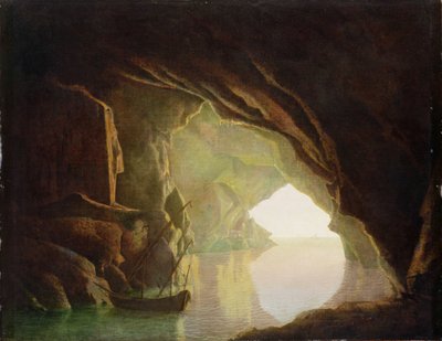 Una gruta en el Golfo de Salerno, atardecer, c.1780-1 de Joseph Wright of Derby